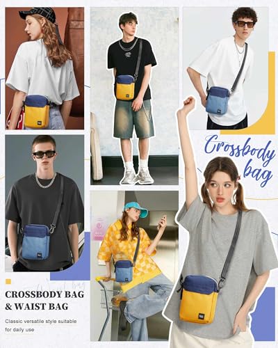 SEAFEW Mini Crossbody Bag Shoulder Bag for Men, Small Messenger Satchel Bag for Women - color: Blue - Large