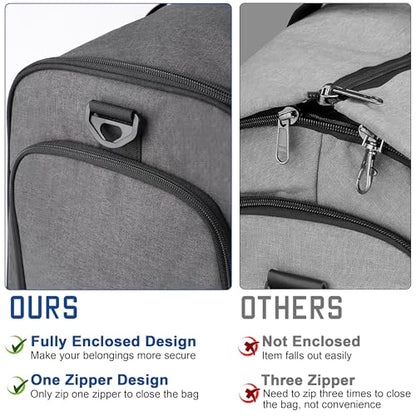 HILOMON Convertible Duffle Bags for Travel Carry On Suit Duffle Bags with Shoulder Strap 2 in 1 Hanging Garment Duffle Bag for Men Women (Grey) - color: Grey