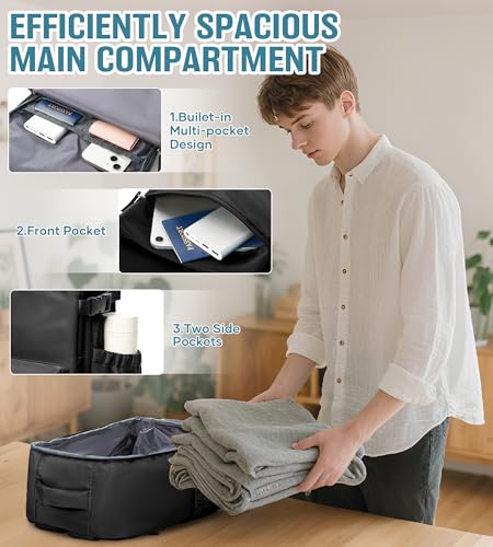 BOXSAM Large Vacuum Travel Backpack with Pump for Women, Personal Item Carry on Backpacks Flight Approved 18x14x8 inches for Men,Laptop Waterproof Work Compression bags Casual Daypack,Black - color: Black