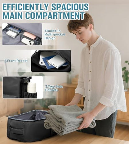 BOXSAM Large Vacuum Travel Backpack with Pump for Women, Personal Item Carry on Backpacks Flight Approved 18x14x8 inches for Men,Laptop Waterproof Work Compression bags Casual Daypack,Black - color: Black