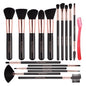Real Perfection Makeup Brush Set 16 Pcs with 1 Eyebrow Razor Premium Synthetic Foundation Powder Concealers Eyeshadow Blush Makeup Brushes Make up Brushes Kit (Black) - color: Black