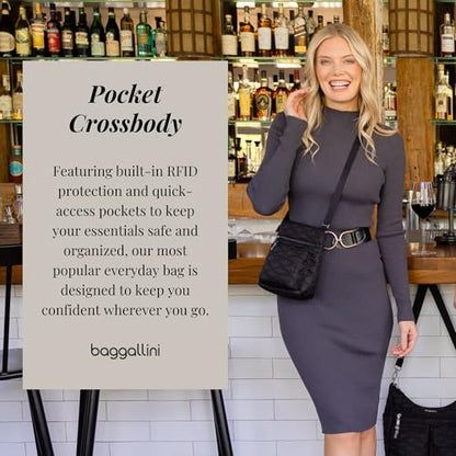 Baggallini Pocket Crossbody Bags for Women 8x8 Small Lightweight Durable Water-resistant Travel Purse W/Rfid - color: Dark Cherry