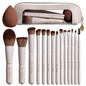 BS-MALL 14 Pcs Makeup Brushes Set with 1 Pcs Makeup Sponge – Essential Foundation Powder Concealers, Eye Shadows, Blush Makeup Brushes with Travel Makeup Case (Beige) - color: Beige
