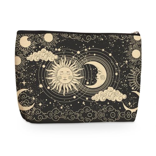 Hippie Gifts Hippie Hippy Makeup Bag Boho Gifts for Women Teen Girls Best Friend Mom Bestie Sister BFF Birthday Graduation Mothers Day Sun and Moon Cosmetic Bag Mystical Astrology Travel Pouch - color: Multicolor 0869