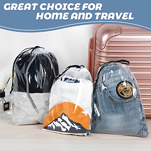 50 Pcs Shoe Bags for Travel,Large Transparent Travel Shoe Bags for Packing,Clear Plastic Drawstring Bags Shoe Dust Bags,Portable Shoes Organizers Pouch with Rope for Men and Women - size: 50