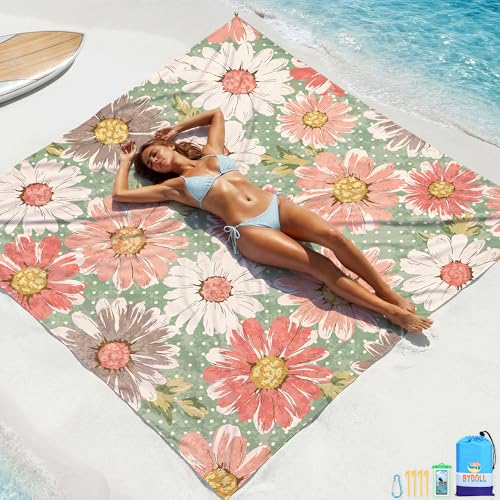 BYDOLL Beach Blanket Waterproof Sandproof Large, Oversized 78''X81''/10'X9' Lightweight Waterproof Outdoor Beach Mat for Travel Camping Vacation Sand Free Essentials Blanket - color: Retro Floral, size: 78''X110"