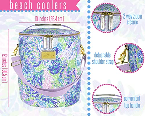 Lilly Pulitzer Insulated Soft Beach Cooler with Adjustable/Removable Strap and Double Zipper Close - color: Shell of a Party