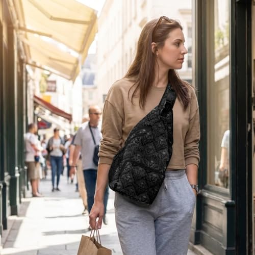 Black Skull Crossbody Bags for Women Men Trendy Sling Bag Backpack Casual Chest Bag Shoulder Strap - color: Color 4
