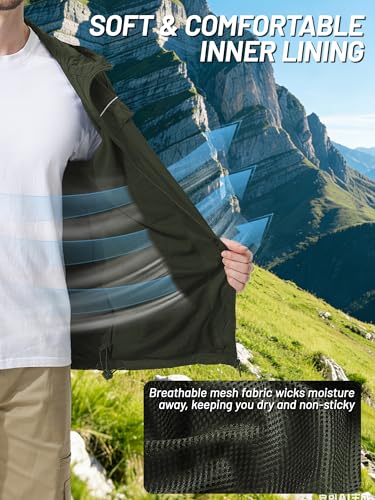 SWISSWELL Mens Rain Jacket & Coats Packable Lightweight Waterproof Windbreaker Hooded for Golf Cycling Hiking - color: Army Green+packable, size: 6X-Large
