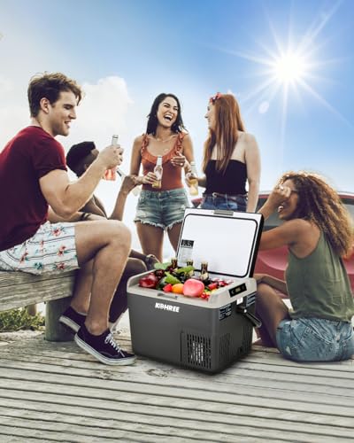 Kohree 12 Volt Car Refrigerator, 19QT(18L) Car Fridge with Large Handle, -4℉~68℉ 12V Electric Cooler 12/24V DC 12/24V DC, 110-240V AC Compressor Portable Freezer for Camping Road Trips Travel - size: 19Qt
