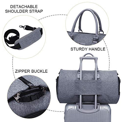 Modoker Convertible Garment Bag with Shoulder Strap, Carry on Garment Duffel Bag for Men Women - 2 in 1 Hanging Suitcase Suit Travel Bags, Grey Heather - color: Grey Heather