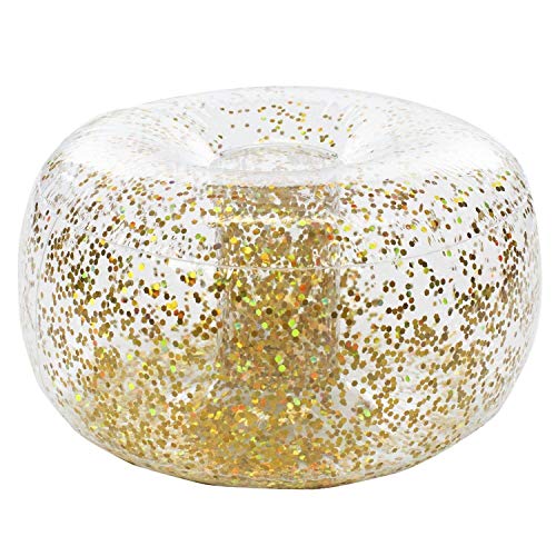 Air Candy Inflatable Ottoman BloChair Filled with Gold Glitter Perfect Inflatable Furniture for Kids and Adults. Can be Used Indoors or Outdoors.
