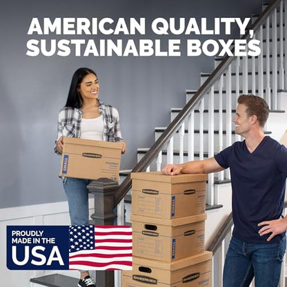 Bankers Box Small Classic Moving Box 10 Pack, Reinforced Handles, Tape-Free Assembly, Box with Lid, 15" x 12" x 10", Cardboard - size: Small, 10 Count (Pack of 1)