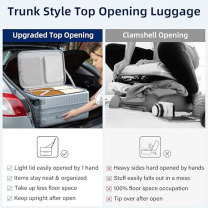 HanTrip Hard Shell Suitcases 24 Inch Check in Luggage with Spinner Wheels Cup Holder, Lightweight Top Opening Expandable Luggage Hard Case Rolling Medium Checked Suitcase with Lock, Silver - color: Arctic Silver, size: Expandable 24 Inch