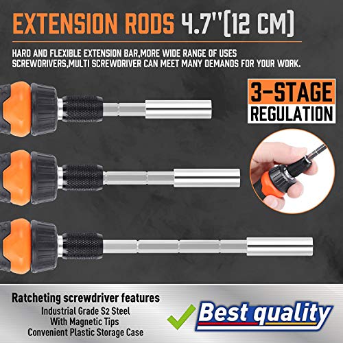 Amartisan 34-Piece Multi-bit Screwdriver Set Tool All in One, Portable Multi-Purpose Screwdriver - color: Orange, size: 18-in-1 (34-Piece) Multi-bit Screwdriver Set