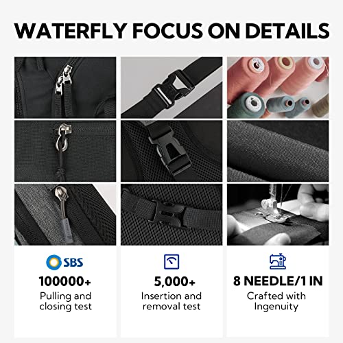 WATERFLY Crossbody Sling Bag Small Water Resistant Backpack Lightweight Shoulder Chest Daypack for Men Women Hiking Travel - color: Black