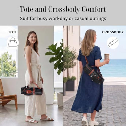 PGM Women's Versatile Crossbody and Hand bag for Work and Casual Outings with Waterproof - color: Black Brown