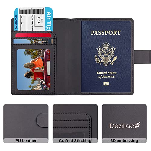 Unisex Faux Leather Passport and Vaccine Card Holder, Black, Slim, Waterproof, Lightweight, RFID Blocking - color: Black, style: Classic