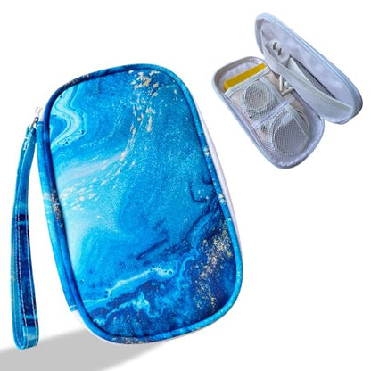 Electronics Organizer Travel Case, Cable Organizer Travel Essentials Tech Pouch,Suitable for Charger, Cable, Phone，Flash Drive,Blue Marble - color: Blue Marble