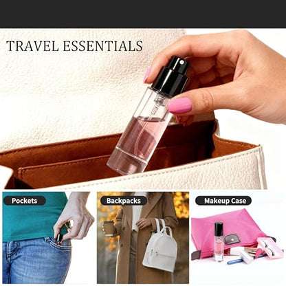5ml Perfume Travel Refillable Bottle Perfume Atomizer, Travel Size Perfume Bottle,12pcs Glass Bayonet Mount Fragrance Atomizers for Trip, Leak-proof Cologne Sprayer Bottles - color: black