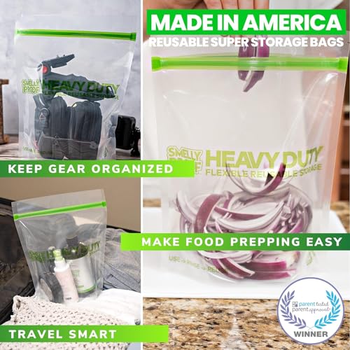 Smelly Proof BULK VALUE, 50-Pack HEAVY DUTY 5-mil Reusable Bags, Stand-Up, Expandable, Dishwasher-Safe, Odor-Proof, Durable Poly Nylon (Non-Silicone) US-Made 8.5" x 10" Quart 50pk - size: 50pk Quart 8.5" x 10"
