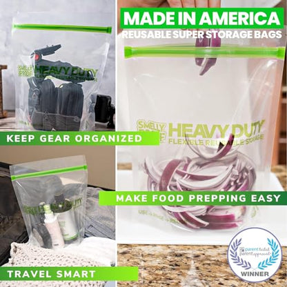 Smelly Proof BULK VALUE, 50-Pack HEAVY DUTY 5-mil Reusable Bags, Stand-Up, Expandable, Dishwasher-Safe, Odor-Proof, Durable Poly Nylon (Non-Silicone) US-Made 8.5" x 10" Quart 50pk - size: 50pk Quart 8.5" x 10"