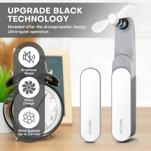 Portable mini handheld Fan, small Rechargeable Personal Fan for 9-15 Hours Runtime, Pocket Design for Travel/Women Essentials/vacation/beach/vacation/airplane/disney - color: White