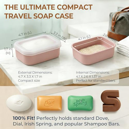 AIMAIAIMAI Compact Leakproof Travel Soap Case, Silicone Travel Soap Container, Portable Soap Box with Drainage Layer, Shatterproof Soap Holder for Bathroom, Gym (Pink) - color: Pink
