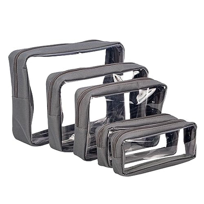 Remobia Hicol TSA Approved 5-Piece Diaper Bag Organizer Pouch Set Clear Waterproof TPU Kids Toiletry Storage Set Travel Packing Clutch Cube Bags for Baby Nursing (Grey) - color: Grey