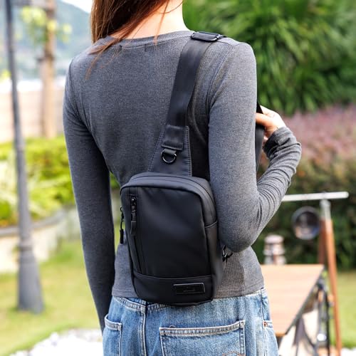 KIWIFOTOS Travel Phone Pouch for Crossbody Sling Bag for iPhone 17 16 15 14 Pro Max iPad mini 6 5 4 Nintendo Switch 2 Water Resistant Smartphone Zipper Chest Bag Adjustable Strap - color: Black Sling Bag