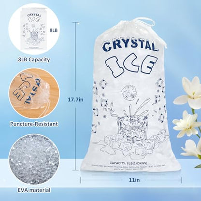 ENNIYU Ice Bags 8lb with Drawstring, 50 Pack Plastic Ice Bags for Ice Storage (2 Mils Thickness) - size: 8LB-CUP