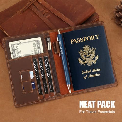 STAR VISTA Phoenix Leather Passport Holder, Full Grain Leather Travel Wallet- Slim, Bifold, RFID Blocking, ID Window, Coin Pocket, Card Slots, SIM Slots - color: Brown Cowhide