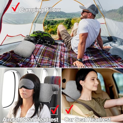 Love&go Portable Small Travel Pillow, Made with Soft Memory Foam Pillow and Breathable Cover, for Backpacking Hiking, Camping, Airplane and Car Trip (Gray)