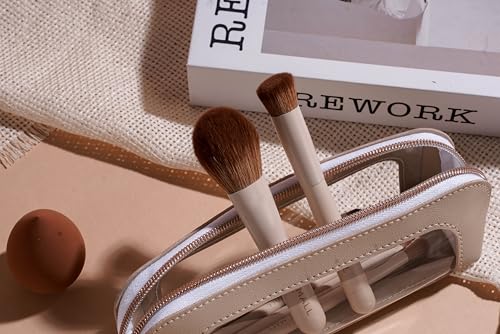 BS-MALL 14 Pcs Makeup Brushes Set with 1 Pcs Makeup Sponge – Essential Foundation Powder Concealers, Eye Shadows, Blush Makeup Brushes with Travel Makeup Case (Beige) - color: Beige