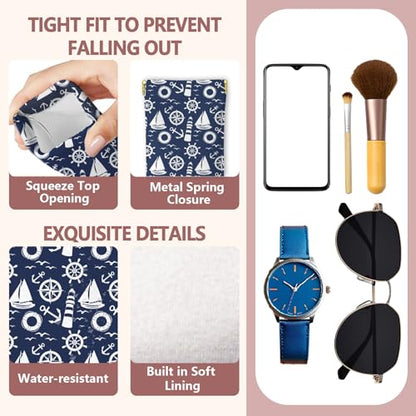 GLOBLELAND 2 Pcs Summer Soft PU Leather Glasses Bag for Sunglasses Watches Phones Makeup Brushes - color: Navigation