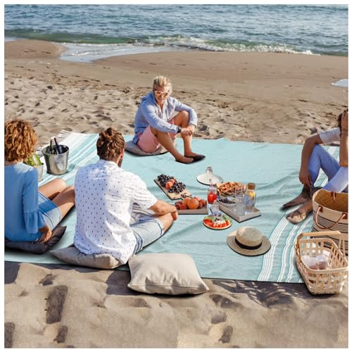 Extra Large Picnic Blanket Outdoor Turkish Beach Towel Camping Blanket ark Stadium Outside Festival Grass Hammock Grounding Rugs Lightweight Mexican Serape Floor Patio Baja Cobijas Mexicanas Para Mesa - color: Teal, size: Giant Large 82''x88''
