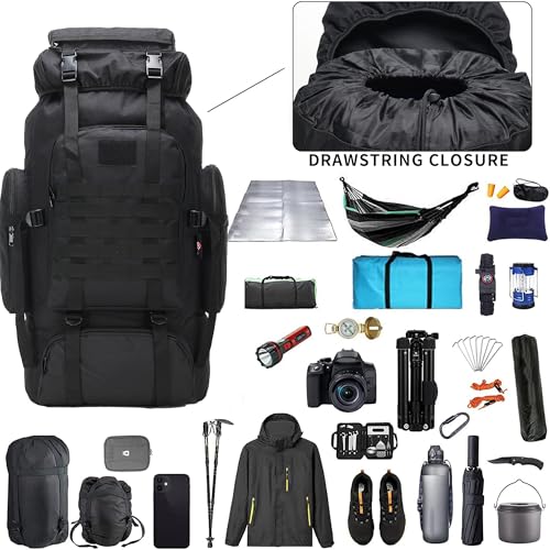 Hiking Backpack for Men 70L/100L Camping Backpack Military Rucksack Molle 3 Days Assault Pack for Climbing | Camping Backpack - color: 70l-black