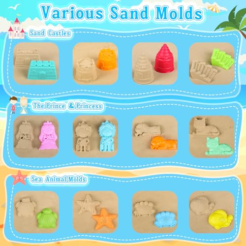 Collapsible Beach Toys for Kids Toddlers, Foldable Sand Bucket and Shovels Set with Mesh Bag & Sand Castle Building Kit, Travel Sand Toys for Beach Essentials, Sandbox Toys for Baby Kids Age 3-10