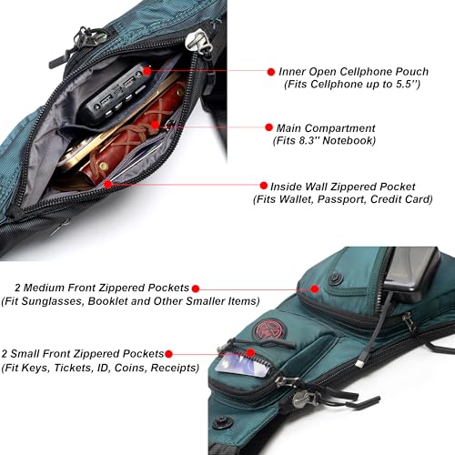 NICGID Sling Bag Chest Shoulder Backpack Crossbody Bags Casual Daypack for Men Women (Dark green-2620N) - color: Dark Green-2620n