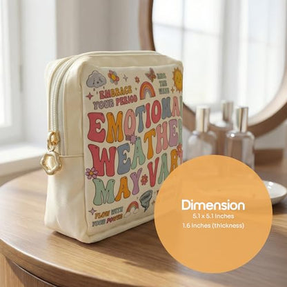 Period Bag – Compact Discreet Tampons & Pad Pouch with Waterproof Lining, Cute & Stylish Period Pouches - color: Rainbow