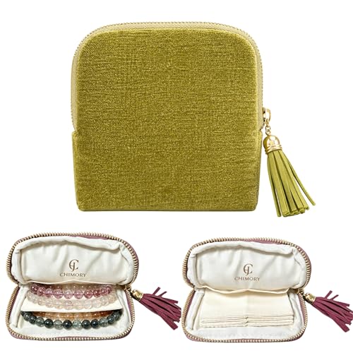 2026 New Travel Jewelry Case Organizer, Portable Travel Jewelry Organizer, Jewelry Pouch for Journey Rings Crystal Bracelet Organizer with Tassel Zipper, Mothers Day Gifts for Women, Avocado Green - color: Avocado Green