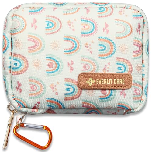 EVERLIT Mini Rescue Pack | 105 Medical Essentials Organized in Portable Storage Bag | Pocket Size Kids First Aid Kit with D Ring | Small Family-Friendly Travel Medical Kit (Rainbow) - color: Rainbow