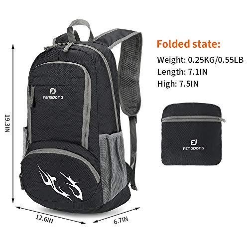 FENGDONG 35L Lightweight Foldable Waterproof Packable Travel Small Hiking Backpack Daypack for men women - color: A2-black-upgrade