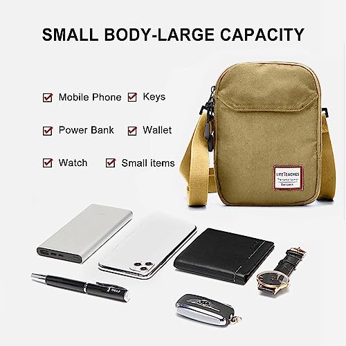 SEAFEW Mini Crossbody Bag Shoulder Bag for Men, Small Messenger Satchel Bag for Women - color: Khaki - Standard