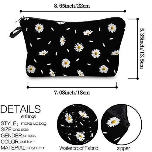 Deanfun Cosmetic Bag for Women, Durable Polyester Makeup Bag Organizer Travel Waterproof Roomy Accessories Daisy Purse Bag Gifts(52366) - color: 52366