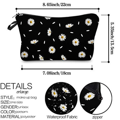 Deanfun Cosmetic Bag for Women, Durable Polyester Makeup Bag Organizer Travel Waterproof Roomy Accessories Daisy Purse Bag Gifts(52366) - color: 52366