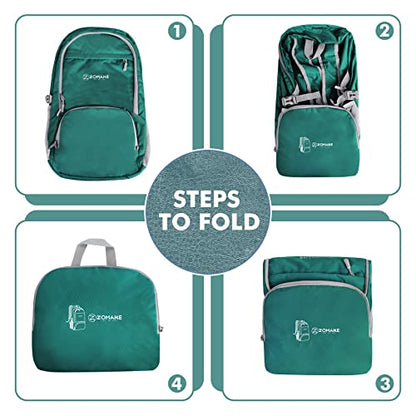 ZOMAKE Lightweight Packable Backpack 30L, Foldable Hiking Backpacks Water Resistant Compact Folding Daypack for Travel(Dark Green) - color: Dark Green
