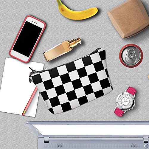 Deanfun Cosmetic Bag for Women, Black White Lattice Waterproof Makeup Bags Roomy Toiletry Pouch Travel Accessories Gifts (51782) - color: 51782