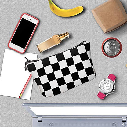 Deanfun Cosmetic Bag for Women, Black White Lattice Waterproof Makeup Bags Roomy Toiletry Pouch Travel Accessories Gifts (51782) - color: 51782