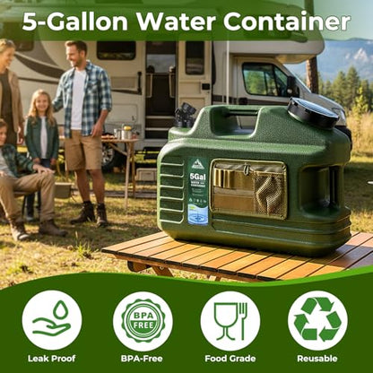 5 Gallon Water Jug with Pump, Camping Water Container, BPA Free Portable Water Dispenser with Spigot, Leak-Proof Large Camping Water Jug for Emergency Storage,Outdoor,Hiking